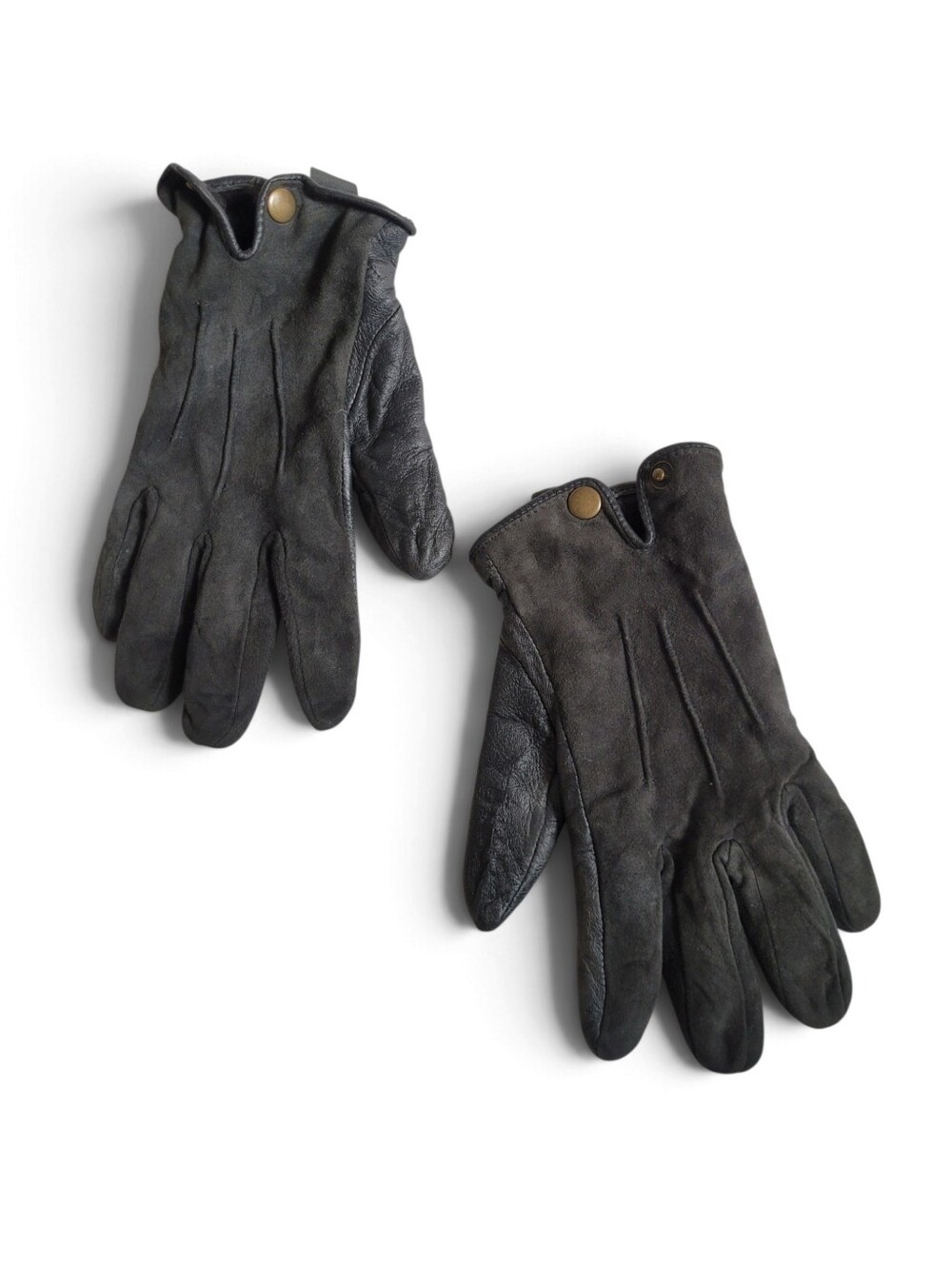 Zara Leather and Suede Lined Gloves Size Medium Snap Wrist
